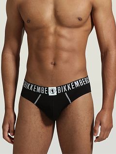 Набор хлопковых слипов на фирменной резинке черного цвета (2шт) Bikkembergs RTBKK1USP06BI